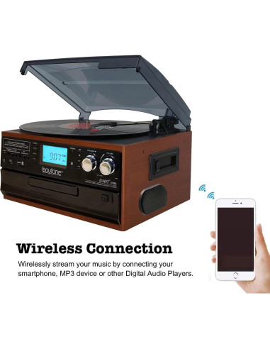 Reproductor de Vinilo Bluetooth Boytone BT-22MS con Radio y CD
