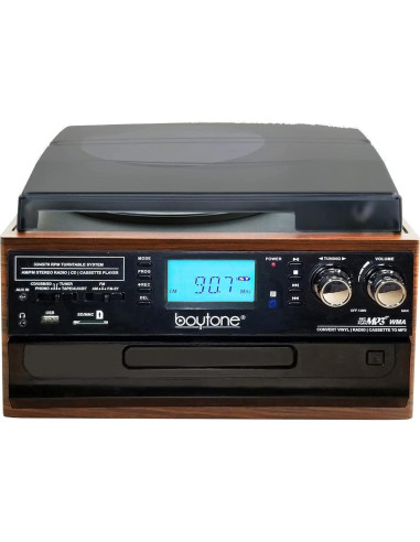 Reproductor de Vinilo Bluetooth Boytone BT-22MS con Radio y CD