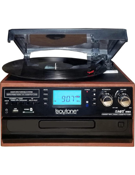 Reproductor de Vinilo Bluetooth Boytone BT-22MS con Radio y CD