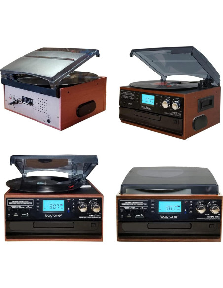 Reproductor de Vinilo Bluetooth Boytone BT-22MS con Radio y CD