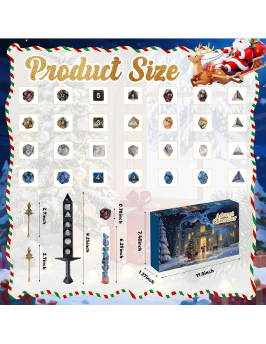 Calendario de Adviento 2025 GZJQW con Dados D&D y Accesorios