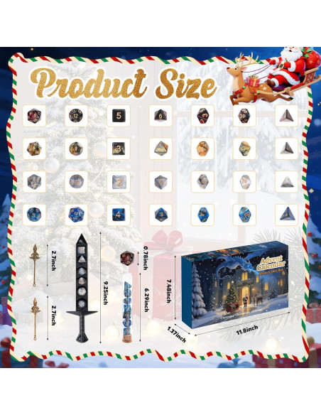 Calendario de Adviento 2025 GZJQW con Dados D&D y Accesorios