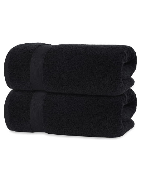Juego de 2 Toallas de Baño All Design 89x178cm Algodón Negro