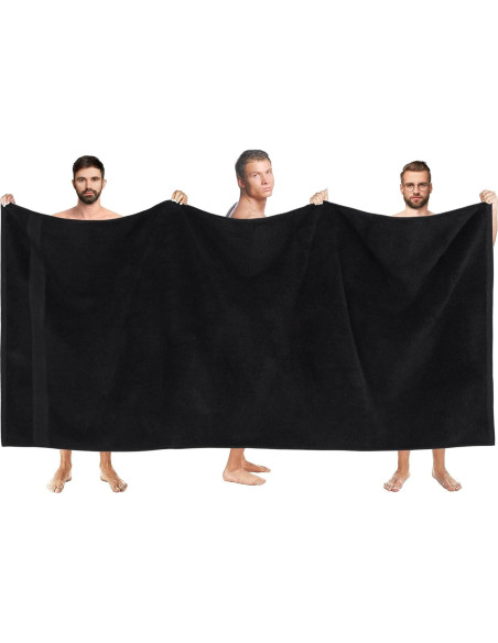 Juego de 2 Toallas de Baño All Design 89x178cm Algodón Negro