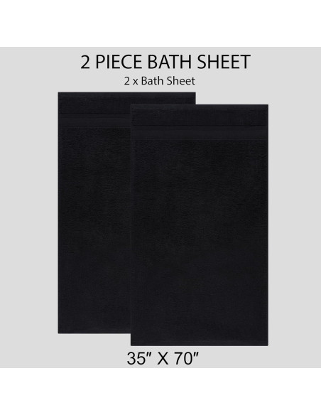 Juego de 2 Toallas de Baño All Design 89x178cm Algodón Negro