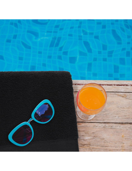 Juego de 2 Toallas de Baño All Design 89x178cm Algodón Negro