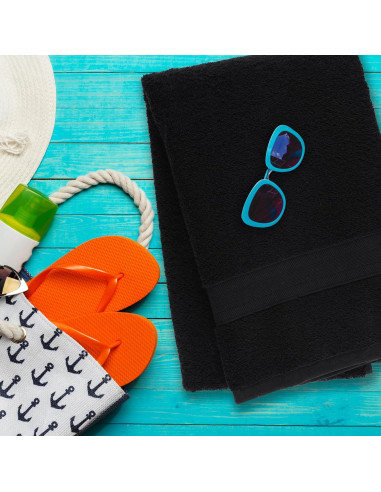 Juego de 2 Toallas de Baño All Design 89x178cm Algodón Negro