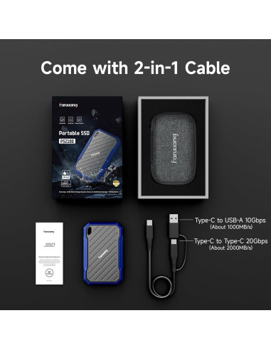 SSD Externo Portátil fanxiang 1TB USB 3.2 Gen2 IP68