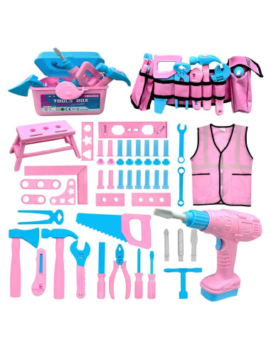 Juego de Herramientas para Niños 55 Piezas Verceco Rosa