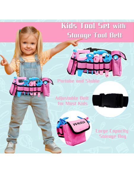 Juego de Herramientas para Niños 55 Piezas Verceco Rosa
