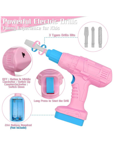 Juego de Herramientas para Niños 55 Piezas Verceco Rosa