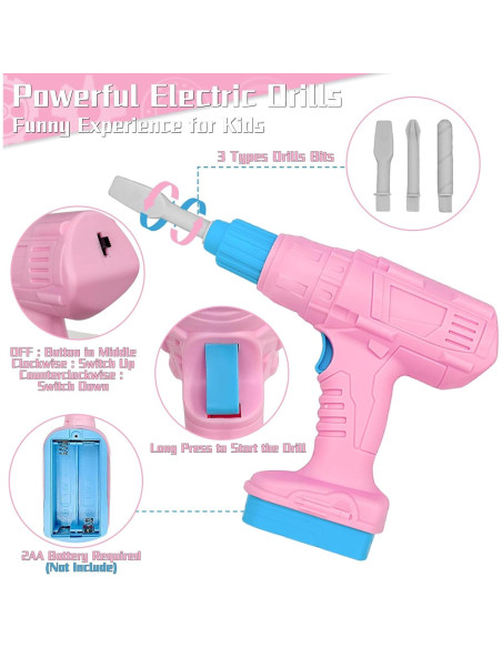 Juego de Herramientas para Niños 55 Piezas Verceco Rosa