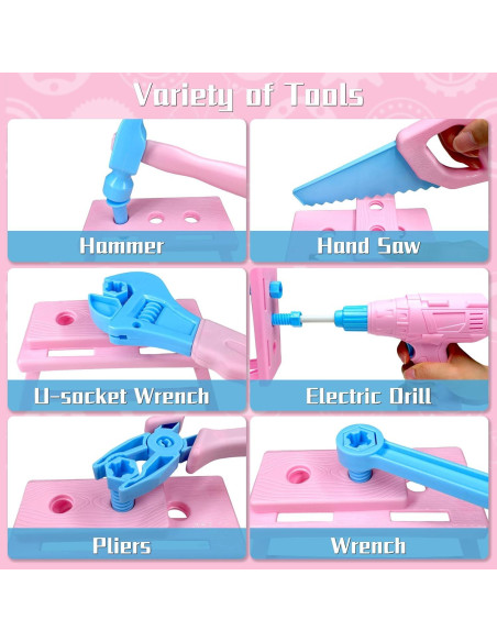 Juego de Herramientas para Niños 55 Piezas Verceco Rosa