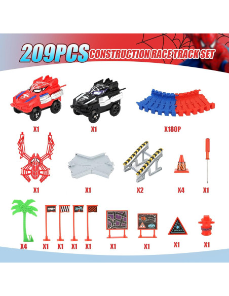 Pista de Carreras de Araña ITEFDTUTNE 209 Piezas para Niños