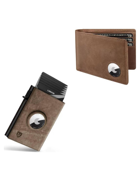 Billetera AirTag LORZOR de cuero con bloqueo RFID para hombres