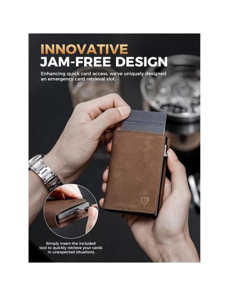 Billetera AirTag LORZOR de cuero con bloqueo RFID para hombres