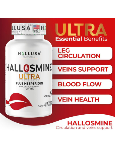 Suplemento Circulación Sanguínea Hallosmine 500mg Diosmina 60 Cápsulas