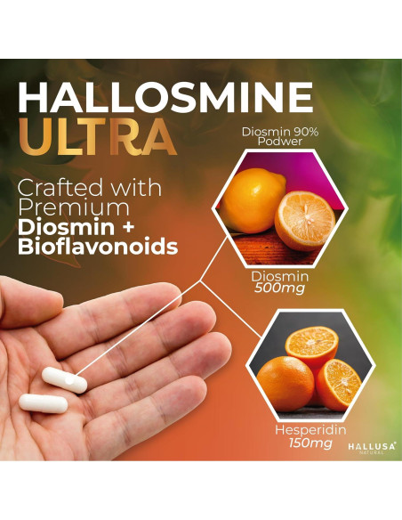 Suplemento Circulación Sanguínea Hallosmine 500mg Diosmina 60 Cápsulas