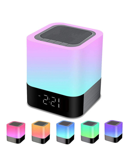 Altavoz Bluetooth KPR 5 en 1 con Luz LED y Reloj Despertador