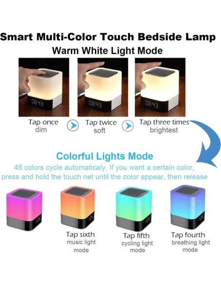 Altavoz Bluetooth KPR 5 en 1 con Luz LED y Reloj Despertador