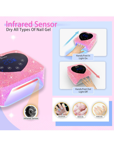 Lámpara de Uñas LED UV Kicylicy X20-PINK-D 72W Inalámbrica