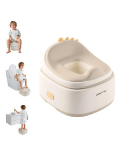 Entrenador de Baño 3 en 1 Dinosaurio TPE Beige - Asiento y Escalera