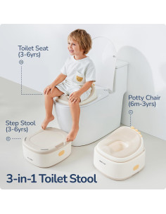 Entrenador de Baño 3 en 1 Dinosaurio TPE Beige - Asiento y Escalera 2
