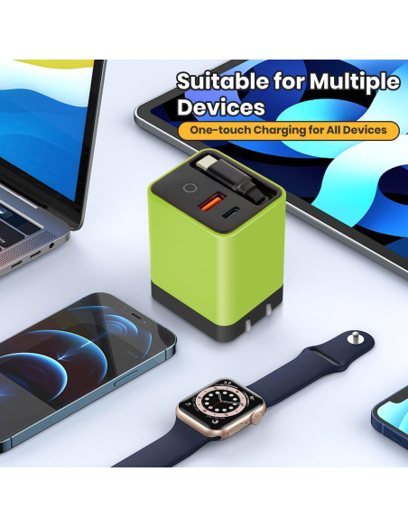 Cargador GaN 3 en 1 Genérico 80W con Cable Tipo-C y 2 USB