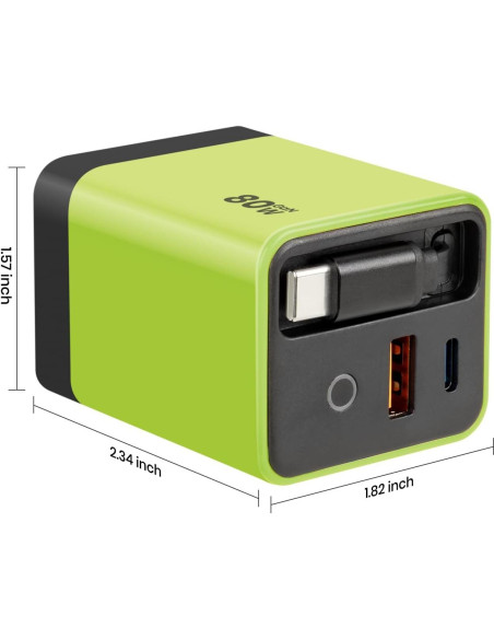 Cargador GaN 3 en 1 Genérico 80W con Cable Tipo-C y 2 USB