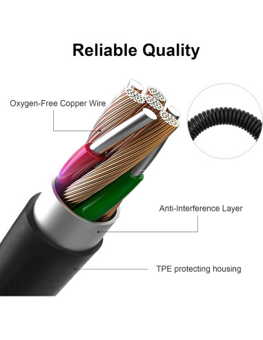 Cable de audio en espiral Xivip 1.83-3.05m 3.5mm a 2.5mm