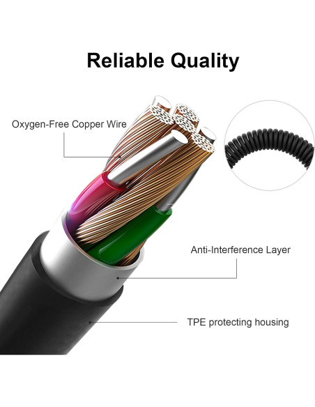 Cable de audio en espiral Xivip 1.83-3.05m 3.5mm a 2.5mm