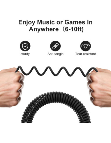 Cable de audio en espiral Xivip 1.83-3.05m 3.5mm a 2.5mm