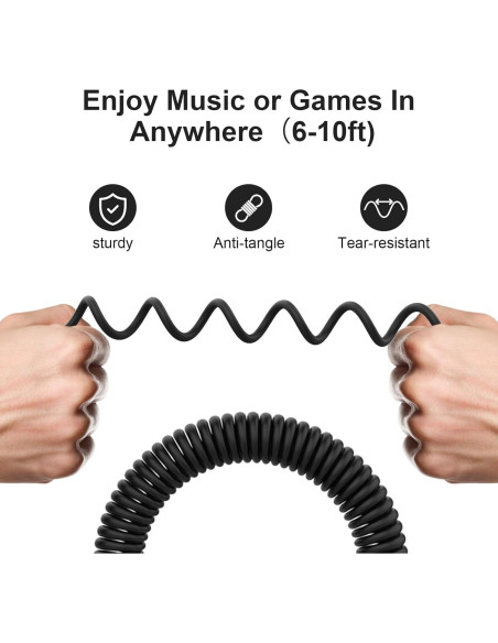 Cable de audio en espiral Xivip 1.83-3.05m 3.5mm a 2.5mm