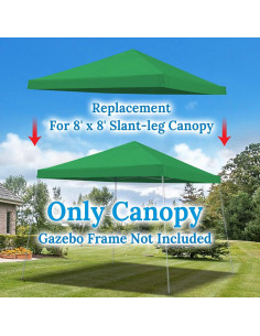 Toldo de Reemplazo YardGrow 2.44x2.44m para Carpa Inclinada Verde 2