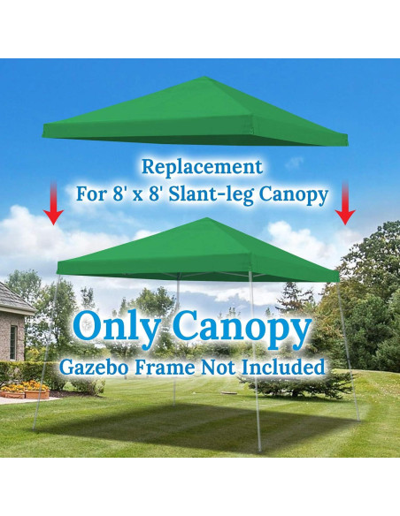 Toldo de Reemplazo YardGrow 2.44x2.44m para Carpa Inclinada Verde