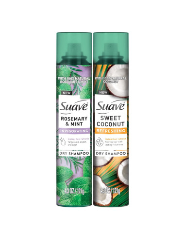 Champú Seco Suave 2-Pack - Romero y Menta, Coco Dulce 121g