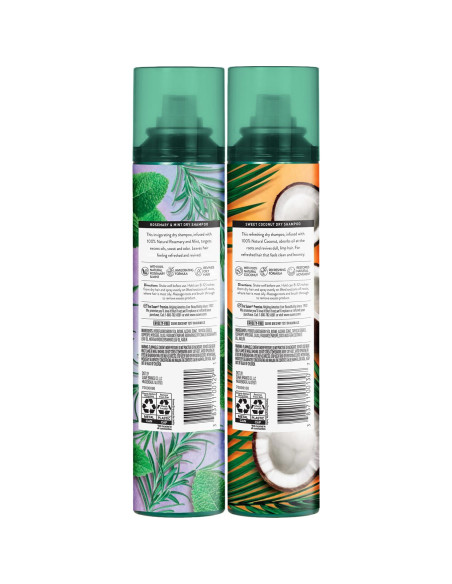 Champú Seco Suave 2-Pack - Romero y Menta, Coco Dulce 121g