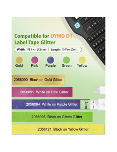 Cinta de Etiquetado RAEMALL D1 12mm Brillante 5-Pack 2