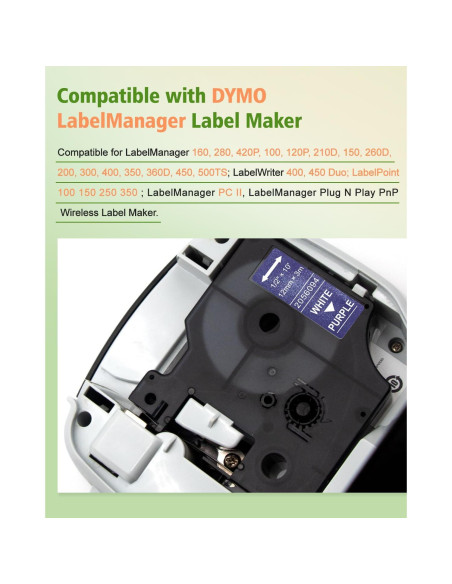 Cinta de Etiquetado RAEMALL D1 12mm Brillante 5-Pack