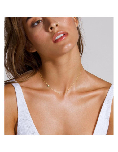Collar Inicial Dainty de Oro 14k LuckFairy para Mujeres