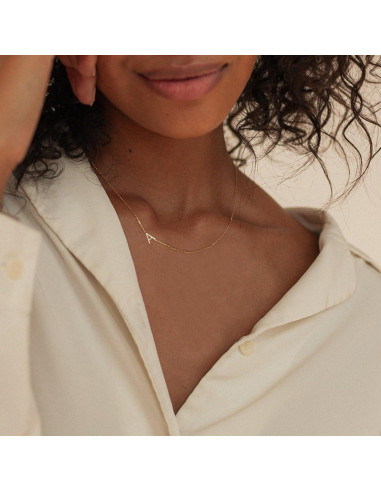 Collar Inicial Dainty de Oro 14k LuckFairy para Mujeres