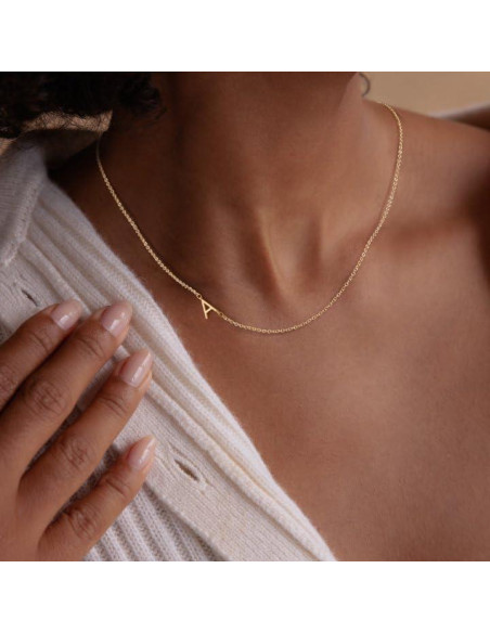 Collar Inicial Dainty de Oro 14k LuckFairy para Mujeres