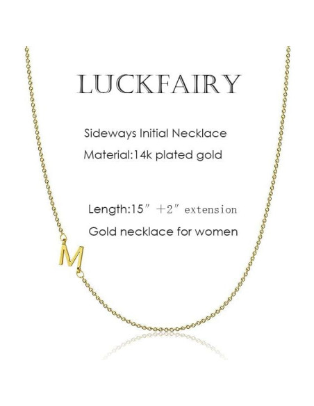 Collar Inicial Dainty de Oro 14k LuckFairy para Mujeres