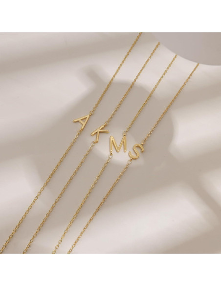 Collar Inicial Dainty de Oro 14k LuckFairy para Mujeres