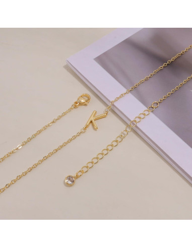 Collar Inicial Dainty de Oro 14k LuckFairy para Mujeres