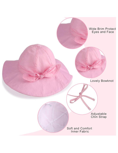 Sombreros de Sol para Niñas Bebés Syhood - 2 Piezas Ajustables