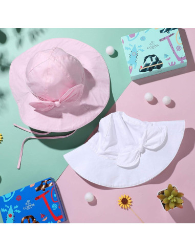 Sombreros de Sol para Niñas Bebés Syhood - 2 Piezas Ajustables