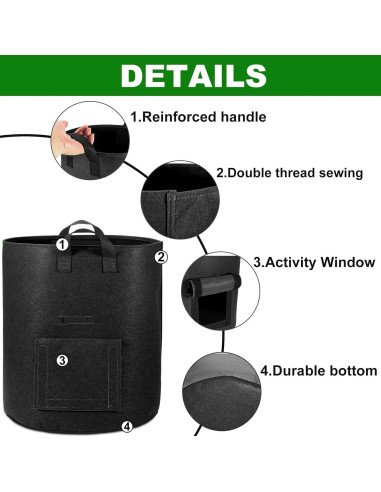 Paquete de 6 bolsas de cultivo de papa OPPOLIFE 10 galones