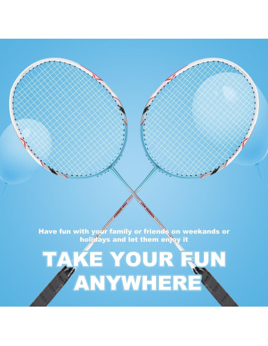 Conjunto de Raquetas de Bádminton YAKS Q03107 - 2 Raquetas + 12 Volantes