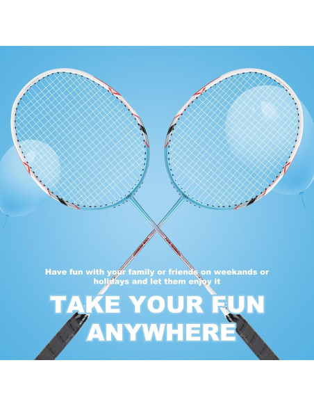 Conjunto de Raquetas de Bádminton YAKS Q03107 - 2 Raquetas + 12 Volantes